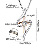 Sterling Silver Cross CZ Tiny S Necklaces for Women Rose Gold Plated Necklace