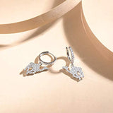 White Gold Plated 925 Sterling Silver CZ Cubic Zirconia Camel Dangle Drop Small Hoop Earrings For Women Girls