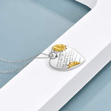 Sunflower Heart Pendant Necklace Sterling Silver You are Braver Than You Believe Necklace Inspirational Jewelry for Women