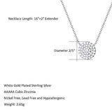 925 Sterling Silver 5A Cubic Zirconia CZ Open Eternity Circle Pave Round Disc Pendant Necklace Dainty Jewelry Gifts