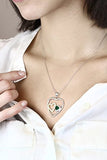 1.52 Ct Heart Shape Green Simulated Emerald  cubic zirconia 925 Sterling Silver Pendant