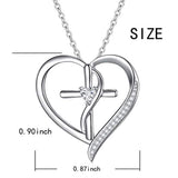 925 Sterling Silver God in My Heart Faith Hope Love Cross Pendant Necklace for Women