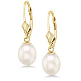 14K  Gold 5MM Cultured Freshwater Pearl Dangle Drop Earrings