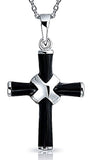 Religious Onyx Black Cross Pendant Necklace For Women For Teen 925 Sterling Silver