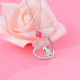 S925 Sterling Silver Lucky Elephant Love Heart Necklace for Women Girls