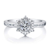 Rhodium Plated Sterling Silver Round Cubic Zirconia CZ Snowflake Halo Promise Ring