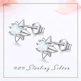 Sterling Silver Opal Earrings Hypoallergenic Stud Sun Shiny Dainty Studs Jewelry  for Women