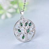 925 Sterling Silver Cubic Zirconia Tree Of Life Family Pendant Necklace