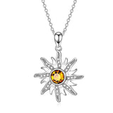  Silver Sunflower Sunburst Pendant Necklace