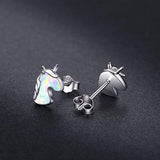 Unicorn Stud Earrings S925 Sterling Silver Hypoallergenic Created Opal Stud Earrings Cute Unicorn Gifts for Women