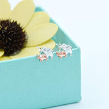 Elephant Stud Earrings 925 Sterling Silver Lucky Cute  Stud Earrings for Women