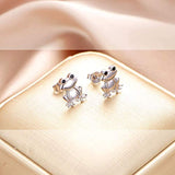 S925 Sterling Silver Frog Heart  Earrings For Women