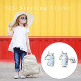 Unicorn Stud Earrings S925 Sterling Silver Hypoallergenic Created Opal Stud Earrings Cute Unicorn Gifts for Women