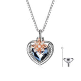  Silver Heart Flower  Urn Necklace 