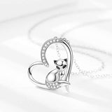 Fox Jewelry Gifts for Fox Lover 925 Sterling Silver Fox Necklace Cute Animal Heart Pendant for Women Girlfriend