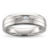 14k White Gold Baguette Diamond Men's Comfort Fit Wedding Band Ring