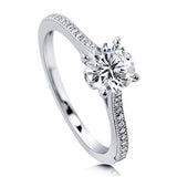 Sterling Silver Round Cubic Zirconia CZ Solitaire Promise Engagement Ring