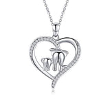 925 Sterling Silver Elephant Necklace Love Heart Mom Necklace for Women New Mom Daughter