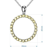 Ring Necklace, Open Circle Necklace in Sterling Sliver with Yellow Zircon Pendant Necklace Jewelry for Women Rolo Chain 18