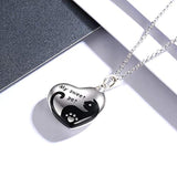 S925 Sterling Silver Heart Pet Urn Necklace | Cremated Ashes Pendant Holder with Mini Pawprints For Women