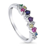 Rhodium Plated Sterling Silver Cubic Zirconia CZ Cluster Fashion Right Hand Ring