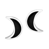 Silver Crescent Moon Stud Earrings