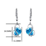 Austria Blue Zircon Jewelry 925 Sterling Silver CZ Butterfly Wing Simple Teardrop Dangle Earrings