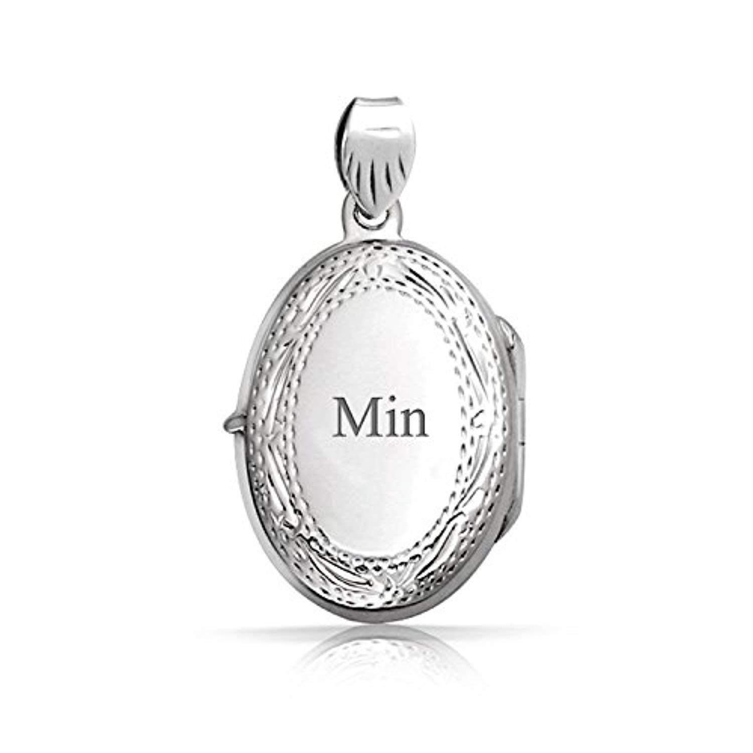 Vintage Style Etching Oval Locket Pendant 925 Sterling Silver Necklace