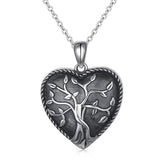 S925 Sterling Silver Heart Tree Of Life Pendant Necklace