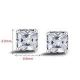 Sterling Silver Square Cubic Zirconia CZ Small Stud Earrings For Women Girls