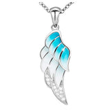 Sterling Silver Pendant Necklace Wings with Cubic Zirconia Stones