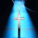 Cool Cross Pendant Necklace Classic High Polish Sterling Silver Shiny Cross Pendant Long Necklace for Men/Women