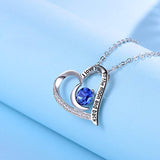 S925 Sterling Silver CZ Heart&Moon  Necklace Sapphire Necklace Pendants for Her