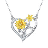 Sunflower Love Heart Pendant Necklace 