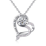 Heart Sterling Silver Necklace for Women CZ Heart Pendant I Love You to The Moon and Back Necklaces