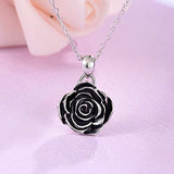 925 Sterling Silver Rose Flower Pendant Necklace Jewelry for Women Girls