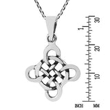 Quaternary Celtic Knot Cross 925 Sterling Silver Pendant Necklace