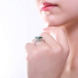 Rhodium Plated Sterling Silver Emerald Cut Cubic Zirconia CZ Statement Solitaire Cocktail Fashion Right Hand Ring