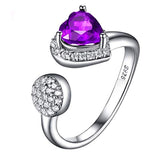 Natural Gemstone Amethyst Heart Ring