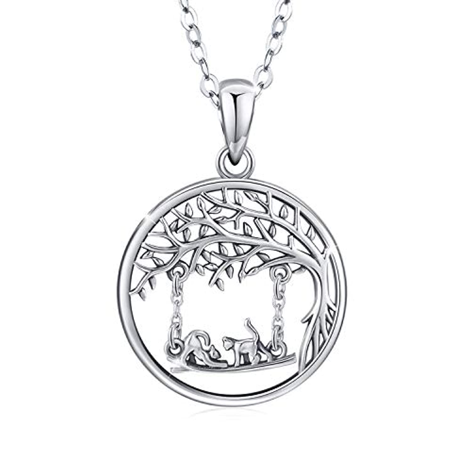 Women Fashion 925 Sterling Silver Chain Cat Pendant Necklace Jewelry Charm