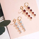 Drop Dangle Earrings Plated With Rose Gold Created Ruby/CZ Cubic Zirconia Jewelry Gift for Women Girls