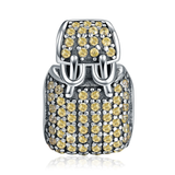 Yellow CZ Pave Cubic Zirconia Backpack Charm Bead 