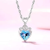 925 Sterling Sliver Heart Shape Cubic Zirconia Pendant Necklace  for Women