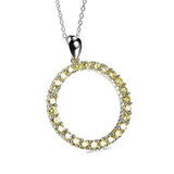 Ring Necklace, Open Circle Necklace in Sterling Sliver with Yellow Zircon Pendant Necklace Jewelry for Women Rolo Chain 18