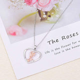 925 Sterling Silver Rose Flower Necklace Jewelry Gift for Women Girls her