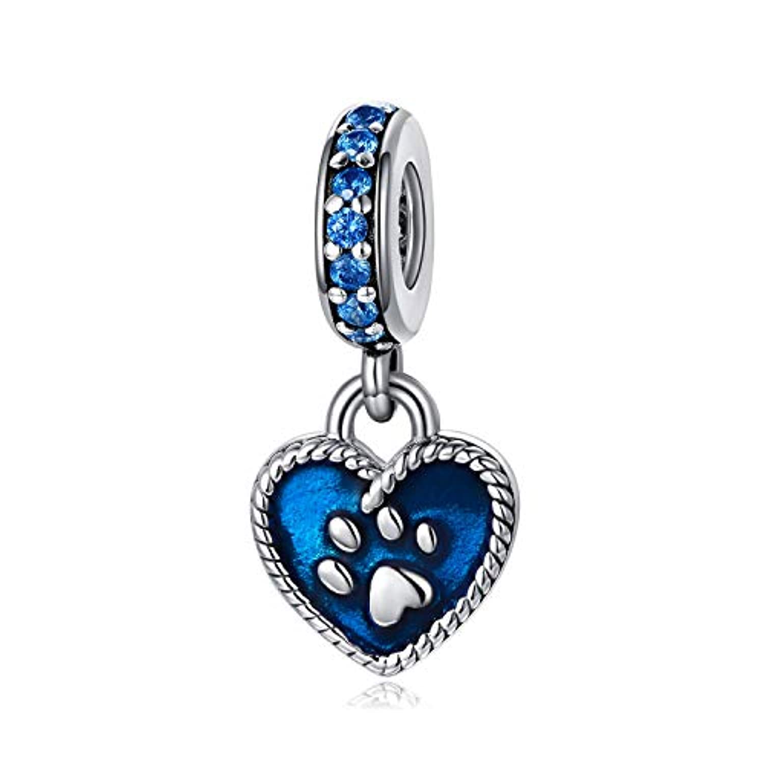 New Dog Lover Gift Enamel Paw Bone Heart Keychain Clip Removable Bag Charm  Blue