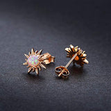 Sun Earrings Opal Earrings 925 Sterling Silver 18K Plated Rose Gold Sun Stud Earrings for Women