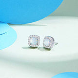 Sterling Silver White Opal Stud Earrings Cubic Zirconia Opal Fine Jewelry for Women