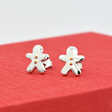 Silver Jewelry Christmas  925 Sterling Silver Gingerman Studs Earrings For Girls Womens