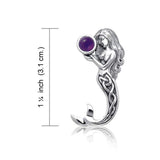 Nautical Purple Amethyst Celtic Knot Mermaid Pendant Necklace For Women For Teen 925 Sterling Silver February Birthstone